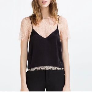 Zara lace black cami top